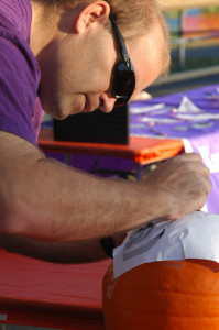 Carving a pumpkin