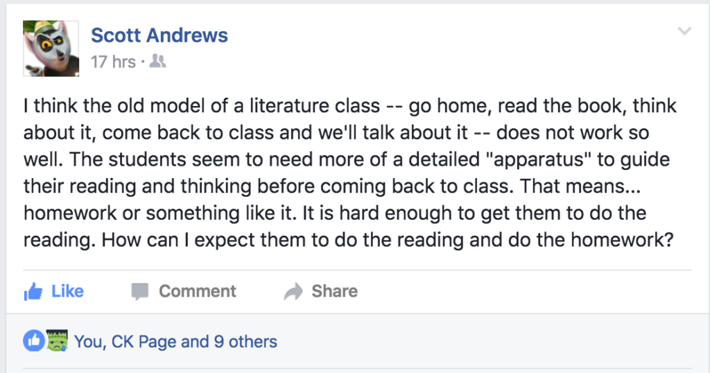 Literature discussion on Facebook