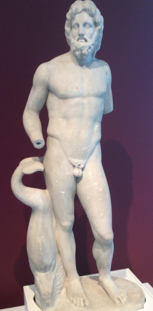 white marble nude statue of Poseiden